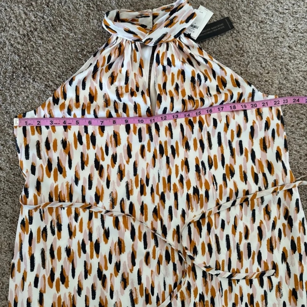 NWT Banana Republic Twist Neck Satin Colorful Print Midi Dress 
size Medium - Picture 11 of 12